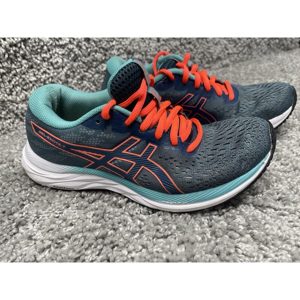 ASICS Gel Excite 7 Women’s Size 7 Running Sneaker Shoe Grey Teal Orange